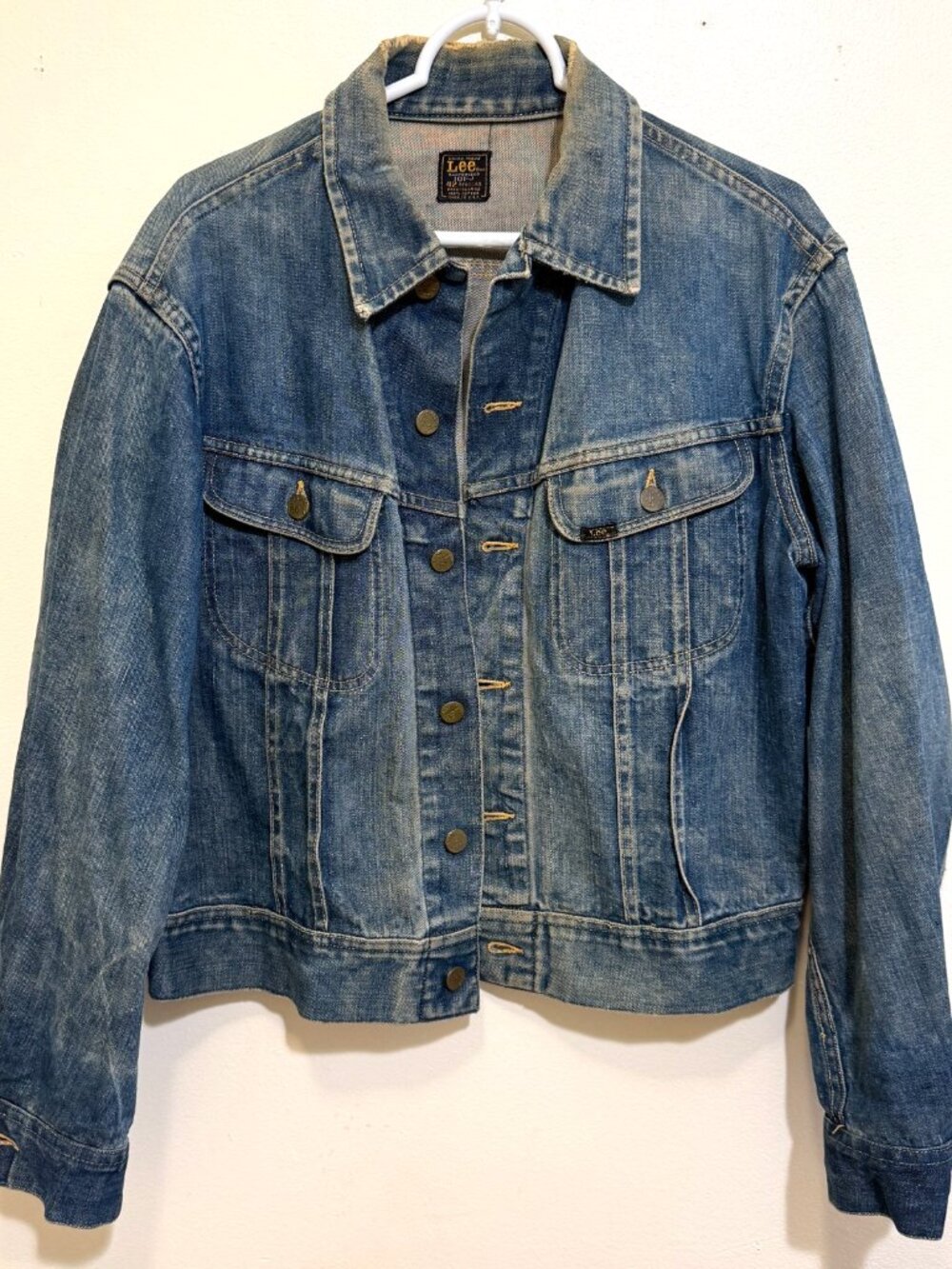 VINTAGE 60s LEE RIDERS 101J DENIM JACKET MADE IN USA MENS 42 44"x23.5" LEE R TAB